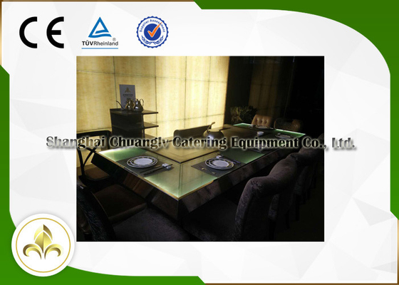 شراء طاولة زجاجية خضراء خفيفة تجارية Teppanyaki Grill إطار فولاذي كهربائي حسب الطلب online manufacture