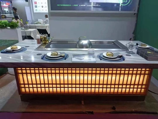 شراء طاولة الشواء Teppanyaki التجارية المصنوعة من سبائك الصلب مع جهاز تنقية الدخان الكهروستاتيكي online manufacture