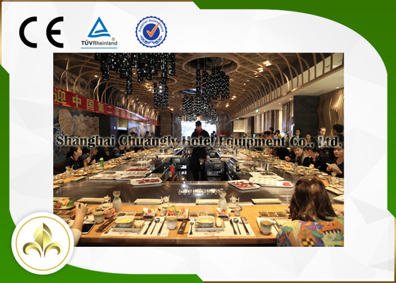 شراء طاولة Hibachi خارجية مستطيلة / دائرية غير قياسية مع مقاعد متعددة 8KW online manufacture