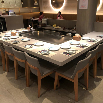 شراء Custom Teppanyaki Table Top Grill ، 9 مقاعد Teppanyaki Bbq Grill لخضروات الأسماك والمحار online manufacture