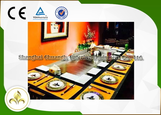 شراء الغاز الطبيعي عشرة مقاعد مستطيل تيبانياكي معدات الشواء 2400 * 850 * 800 مم online manufacture