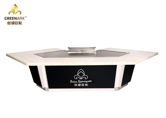 شراء سطح طاولة من الرخام الأبيض الياباني Teppanyaki Grill Table 11 Seat Hibachi Grill online manufacture
