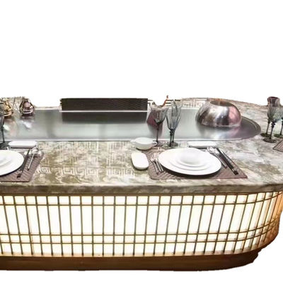 شراء Commercial Teppanyaki Grill with German 304 Stainless Steel and 20 mm Heating Plate in 2200*850*800 mm Size التصنيع عبر الإنترنت