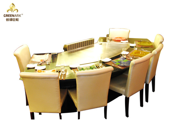 Food Plaza / Buffet Car Teppanyaki Table Grill OEM التعبئة والتغليف الخشبي